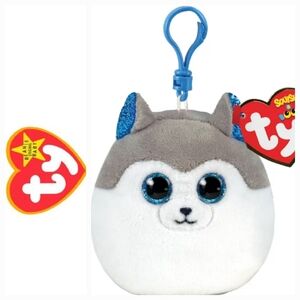 2/$10 Ty Squish-A-Boos™ Slush Gray & White Husky, Clip